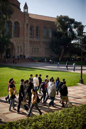 Campus Tour near Powell Library---Photo Credit: Stephanie Diani