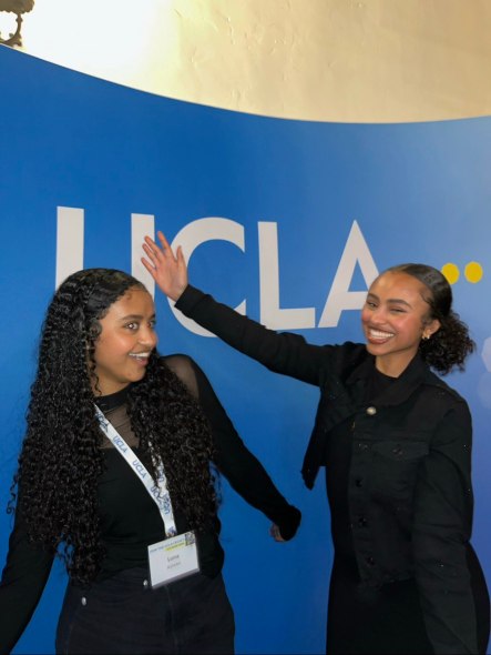 Blen celebrating her younger sister's admission.